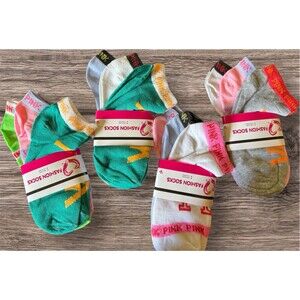 PINK 12 Pair Footies ankle (set 0036) Size 9-11 Adult Unisex